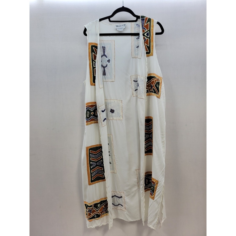 Vintage Marcia & Me & Co Womens Sleeveless Cardigan Longline Art To Wear Top M